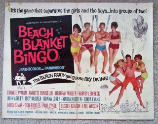 Beach Blanket Bingo 1965 Hlf Sht Movie Poster Fld Avalon Funicello Vg