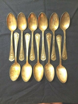 11 Silent Movie Star Hollywood Souvenir Spoons From 1925 - Oneida Premium