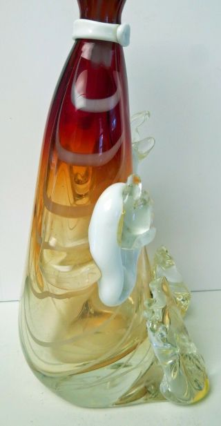 Murano Art Glass Italian Large Seguso Bottle Clown Pinched Nose 4