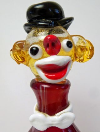 Murano Art Glass Italian Large Seguso Bottle Clown Pinched Nose 5