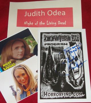 Judith Odea Autographed Program & Photos - Night Of Living Dead /real Hot