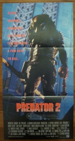 Predator 2 1990 Australian Daybill Horror Movie Poster