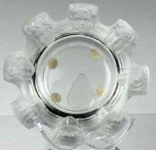 Vtg Lalique France Art Glass Crystal Saint Nicholas Cherub Head Ashtray Nr Hld