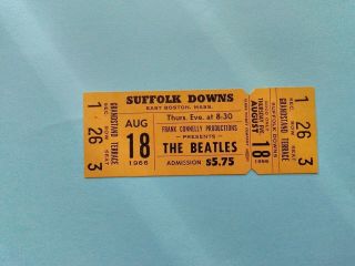Beatles - Concert Ticket - Boston - Suffolk Downs - Usa.  1966