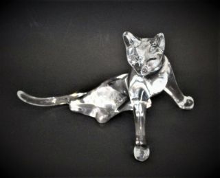 Baccarat French Crystal Cat Signed Art Glass Figurine Statue