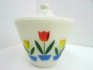 Vintage Fire - King Oven Ware Tulips Grease Jar With Lid 22