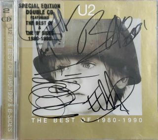 U2 Signed The Best Of 1980 - 1990 All Band Members Bono