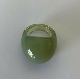 Lalique France Signed Gourmande Cabochon Art Glass Ring Sz7.  5 Antinea