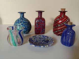 Murano Miniature Bottle Vase Millefiori Latticino Fratelli Toso Italian Glass