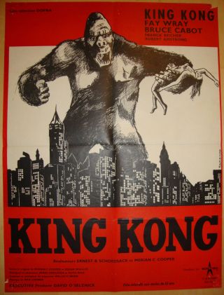 King Kong - Horror - Sci - Fi - Fay Wray - Giant Ape - French R50 Red Style (24x31 Inch)
