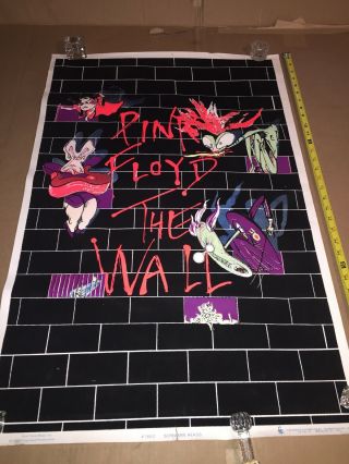 1994 Vintage Pink Floyd The Wall Black Light Velvet Poster “very Rare” 23x35