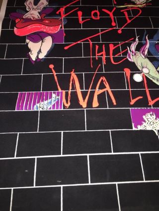 1994 Vintage Pink Floyd The Wall Black Light Velvet Poster “VERY RARE” 23x35 8