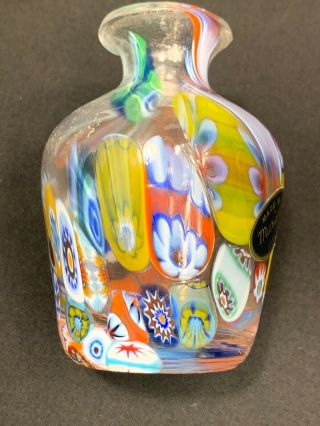 Vintage Italian Murano Venetian Millefiori Art Glass Vase 3 - 1/2 Tall 3