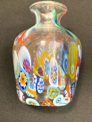 Vintage Italian Murano Venetian Millefiori Art Glass Vase 3 - 1/2 Tall 4