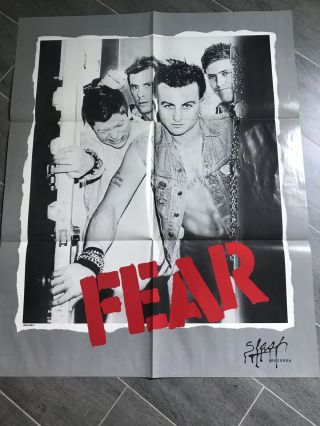 Fear 1982 Slash Records Promo Poster Minty Hardcore La Punk Rock Rare