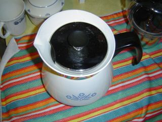 2 qt Corning Ware Blue Cornflower Drip Coffee Maker Stove Top vintage 5