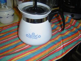 2 qt Corning Ware Blue Cornflower Drip Coffee Maker Stove Top vintage 7