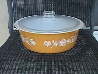 Vintage Pyrex Big Bertha Butterfly Gold 4 Qt Casserole Dish With Lid 664
