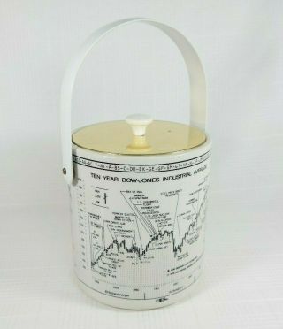 Rare Vintage Cera Dow Jones 1958 - 1968 10 Year Djia Stock Market Ice Bucket Mcm