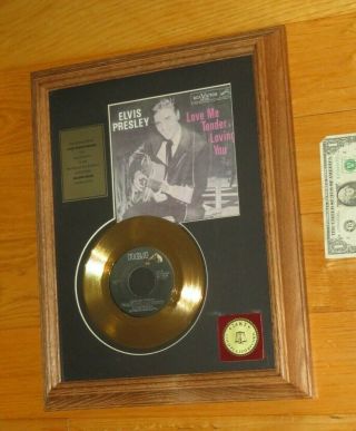 Elvis Presley 24k Gold Plated Record Album Million Seller Award Love Me Tender