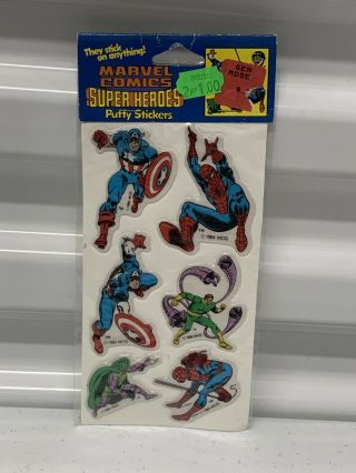 Marvel Comics Vintage Puffy Stickers 1980’s Spider - Man Captain America Vtg Nos