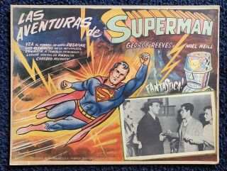 The Adventures Of Superman George Reeves Mexican Lobby Card 1954
