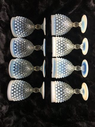 Fenton Art Glass Hobnail White French Opalescent Water Goblets,  8 Total 5