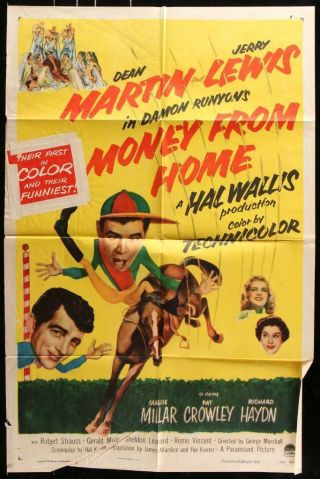 1954 Release 27x41 One Sheet Poster Money From Home Jerry Lewis Martin