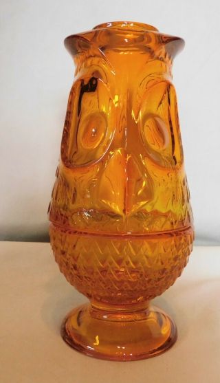 Vintage Viking Art Glass - Persimmon Color,  2 Piece Owl Glimmer Fairy Lamp