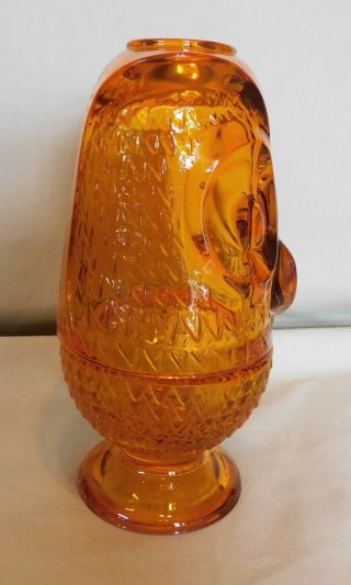 Vintage Viking Art Glass - Persimmon Color,  2 Piece OWL Glimmer Fairy Lamp 3
