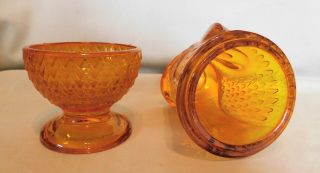 Vintage Viking Art Glass - Persimmon Color,  2 Piece OWL Glimmer Fairy Lamp 6