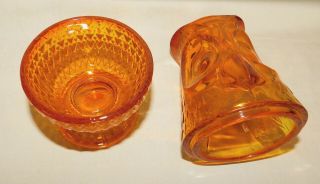 Vintage Viking Art Glass - Persimmon Color,  2 Piece OWL Glimmer Fairy Lamp 7