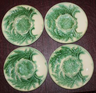 Plates Vintage Set Of Four (4) Gien Artichoke Plates Yellow Green Vintage 1940
