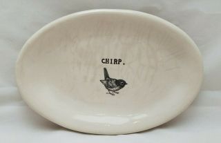Rae Dunn Chirp Bird Stamped Small Oval Platter 8 " Plate Magenta M Exclusive