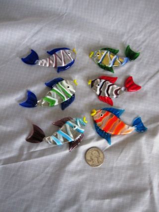 Campanella Glass Scarl Murano Italy Art Glass Fish Figurines Set of 6 Vintage 7