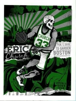 Eric Church Basketball Boston Ma Celtics Double Down Td Garden Poster Print N1