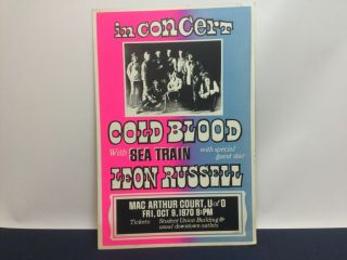 1970s Vintage Concert Poster - Cold Blood,  Leon Russell Univ.  Oregon