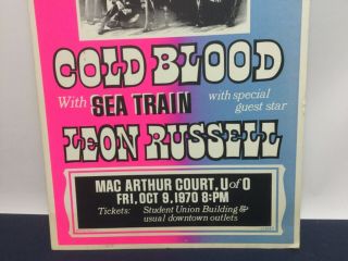 1970s Vintage Concert Poster - Cold Blood,  Leon Russell Univ.  Oregon 3