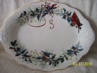 , Lenox Winter Greetings,  14 " Oval Serving Platter,  Birds,  " Neat "