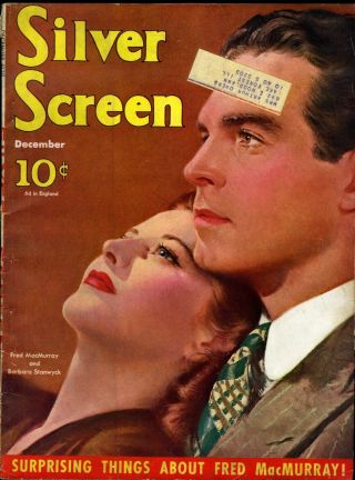 Silver Screen • Dec.  1939 • Stanwyck & Macmurray • Cover Artist Marland Stone