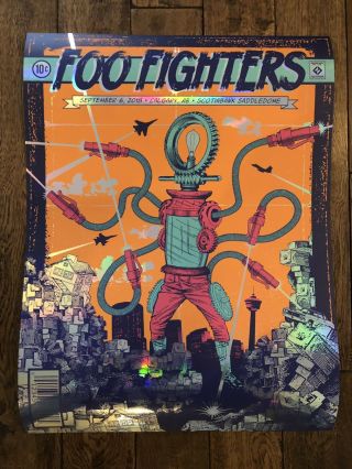 Foo Fighters Poster Calgary 2018 Status Serigraph Foil S/n Xx/40 Nirvana