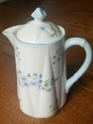 Shelley Exc Cond Dainty Blue Rock Coffee Pot Teapot Chocolate Approx 6 " W/lid