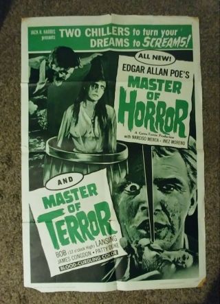 Master Of Horror / Terror One Sheet Combo Poster 1965 4d Man Dbl Featur
