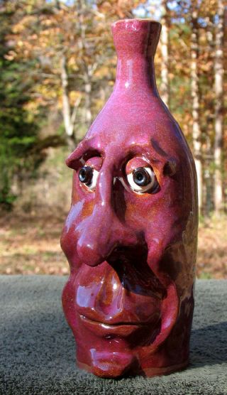 Sh Tfaced Wine Bottle Face Jug Ugly Folk Art Southern Pottery Ceramic Nc