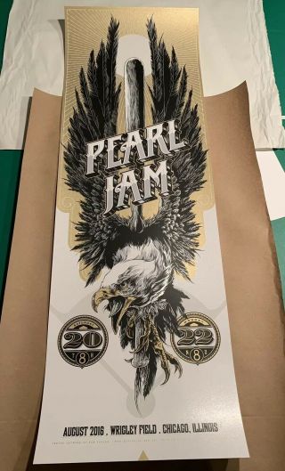 Pearl Jam Ken Taylor Wrigley Field Chicago 2016 Show Edition Poster