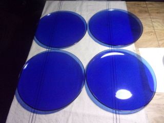 Vintage Cobalt Blue Dinner Plates - Set Of 4 - 10.  75 "