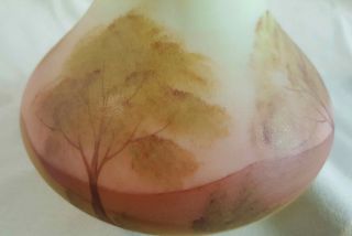 Fenton Glass Vase Custard Satin Pink Ruffled edge top,  signed Connie Ash 4
