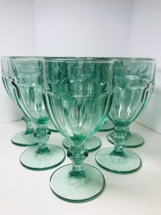 Set Of (8) Vintage Libbey Duratuff Gibralter Iced Tea/water Goblets Spanish Green