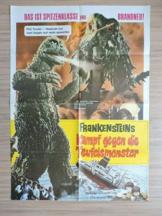 Godzilla Vs The Sea Monster Movie Poster 1971 German 33 " X 23 "