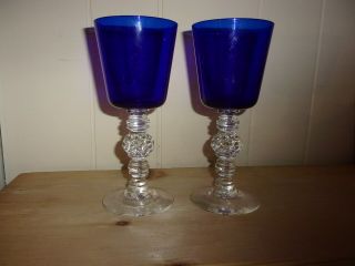 Heisey Spanish Cobalt Blue 2 Water Goblets 7 5/8 " Tall Stunning
